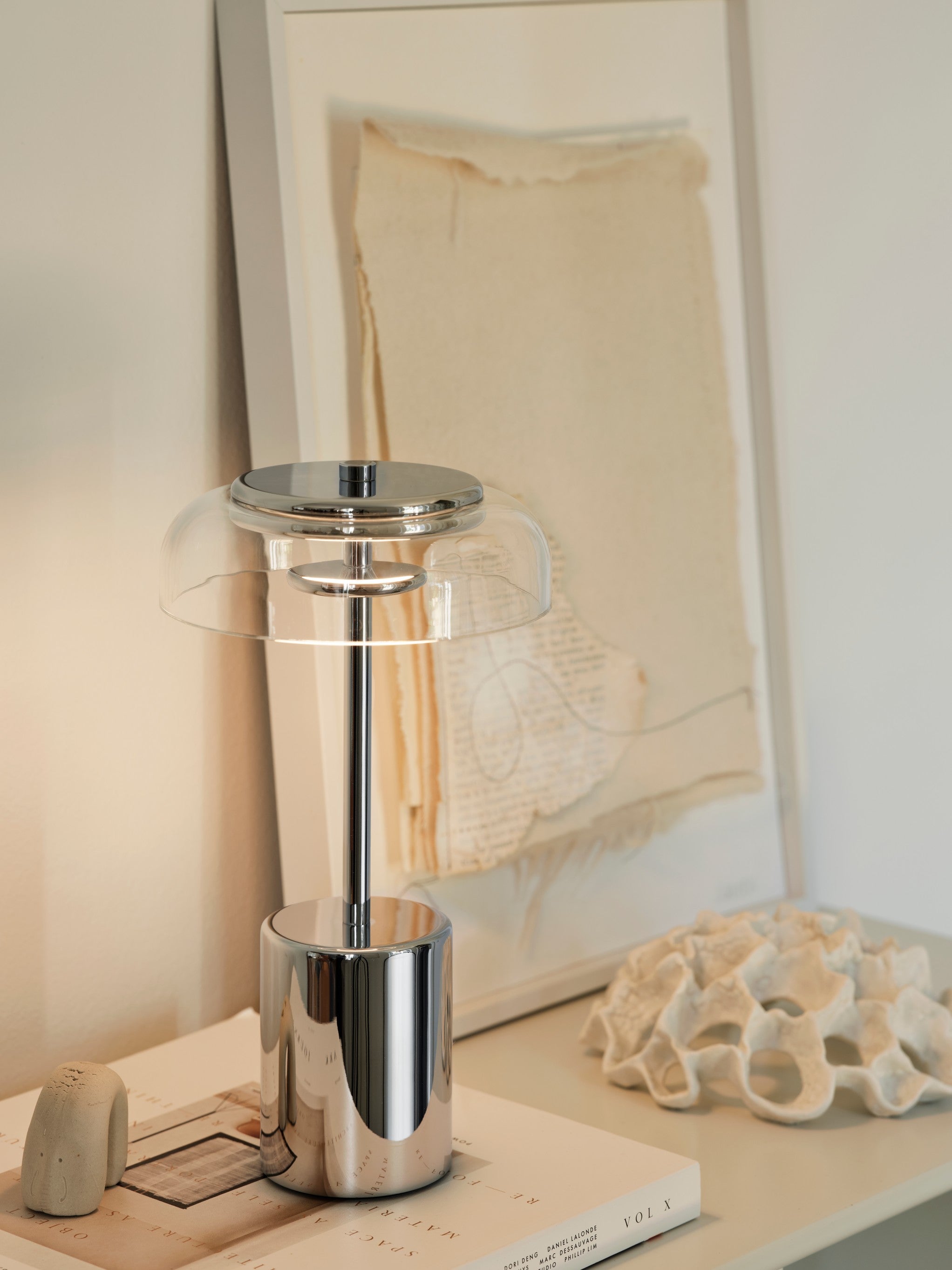 Blossi Table Mini, portable bordlampe, chrome • NUURA