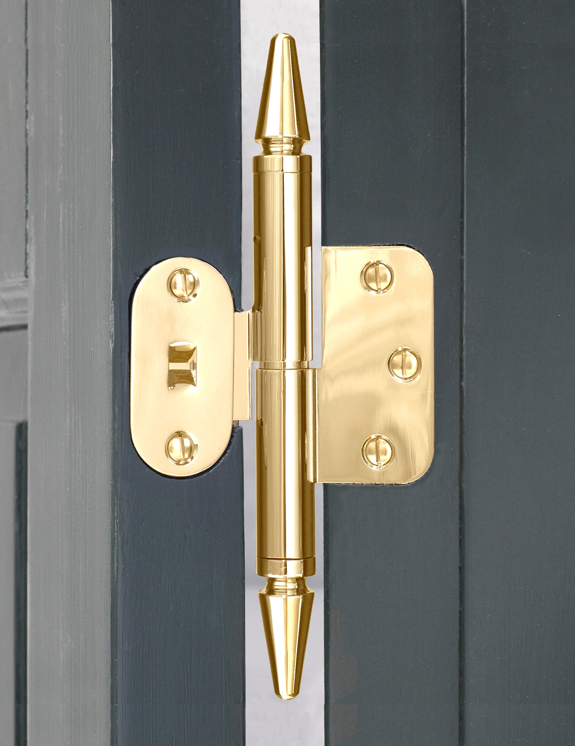 Løs knop til Hamborg snap-on dørhængsel, spids i blank messing med lak (2 stk.)