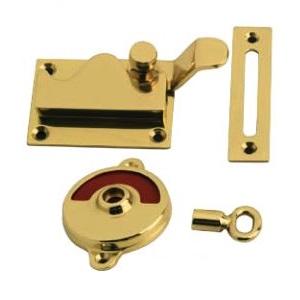 Toiletlås 1018 m/markering til udadgående døre, poleret blank messing uden lak • KYNER & Co