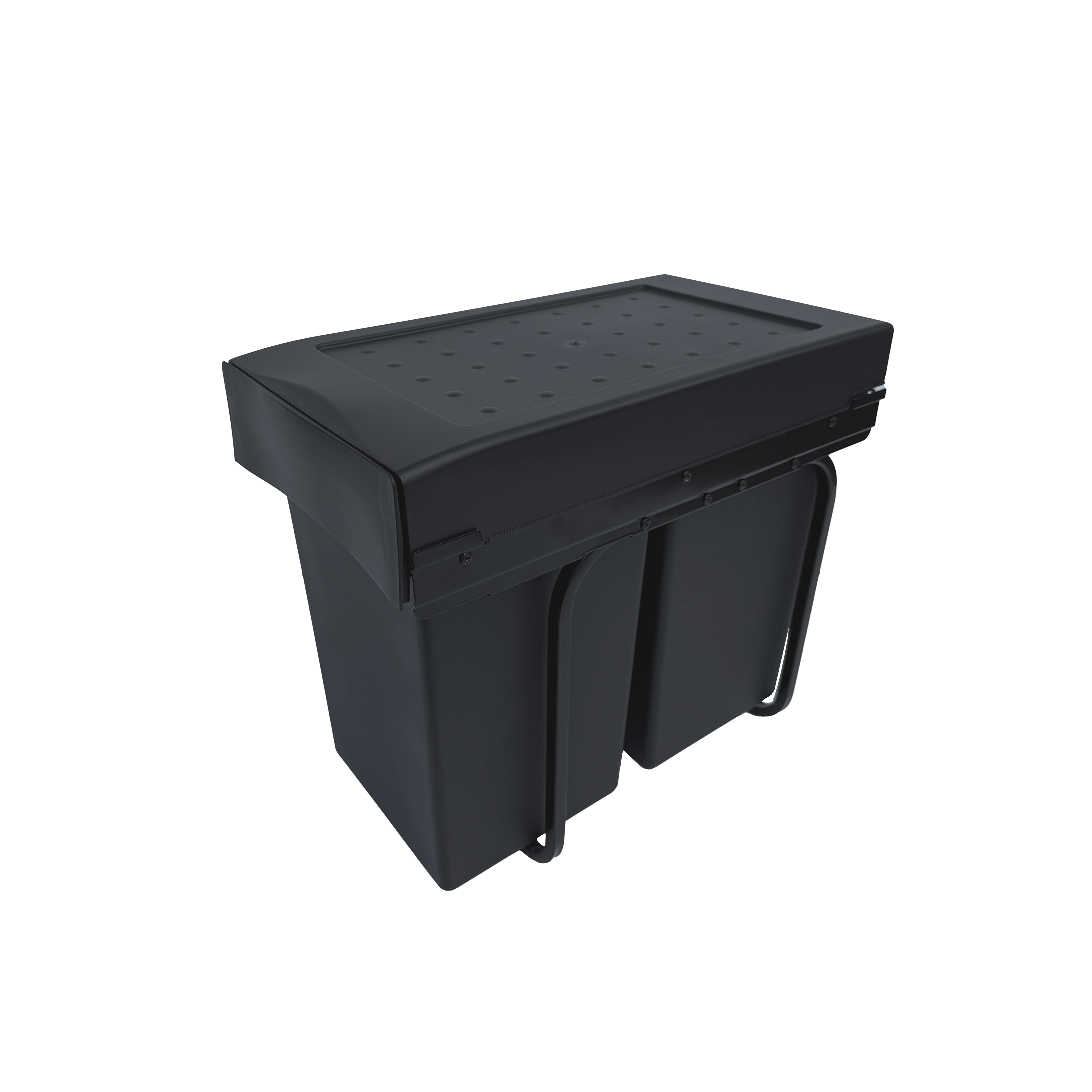 Copenhagen 2-28, sort • Affaldssystem i stål og plast på 2 x 14 liter med fuldudtræk