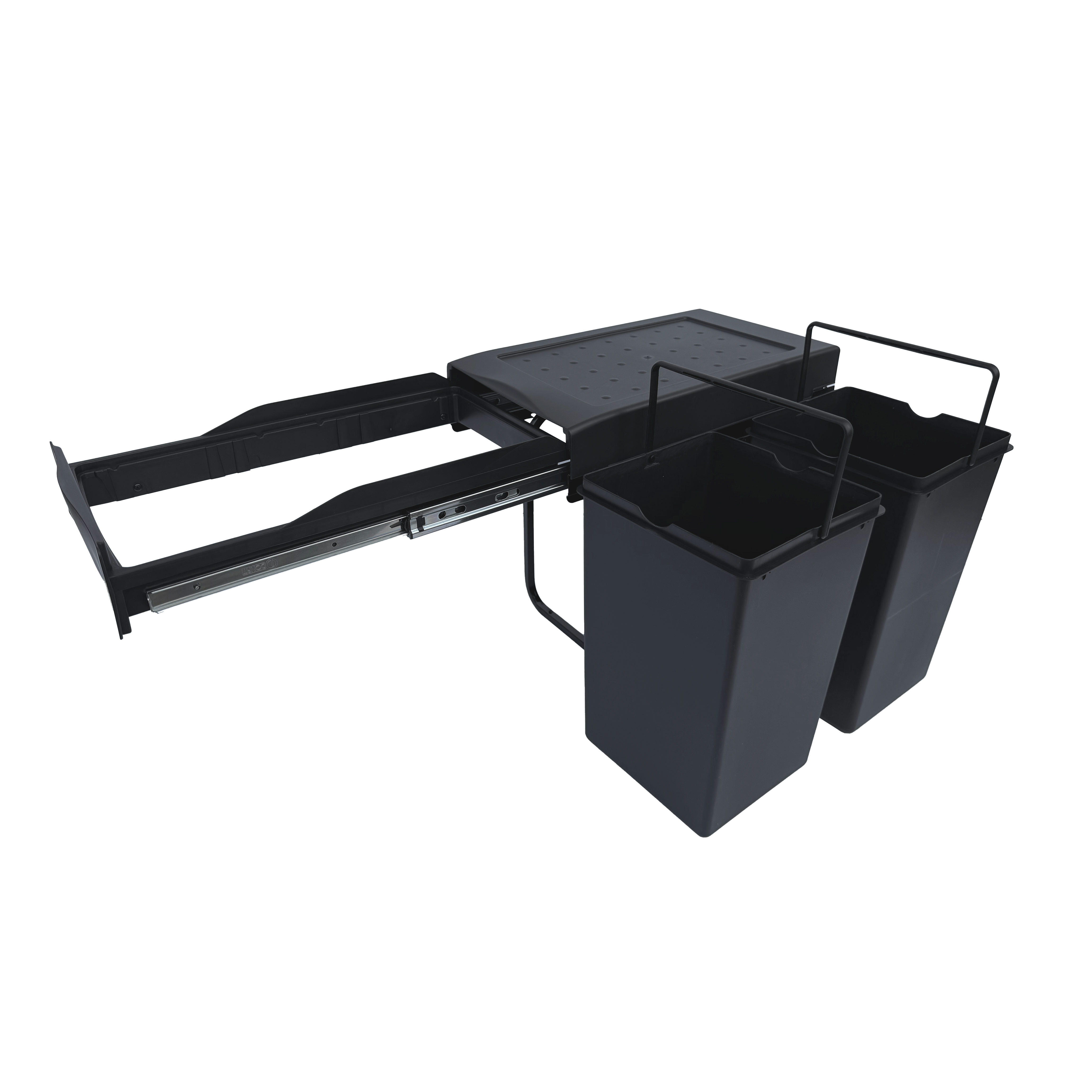 Copenhagen 2-28, sort • Affaldssystem i stål og plast på 2 x 14 liter med fuldudtræk