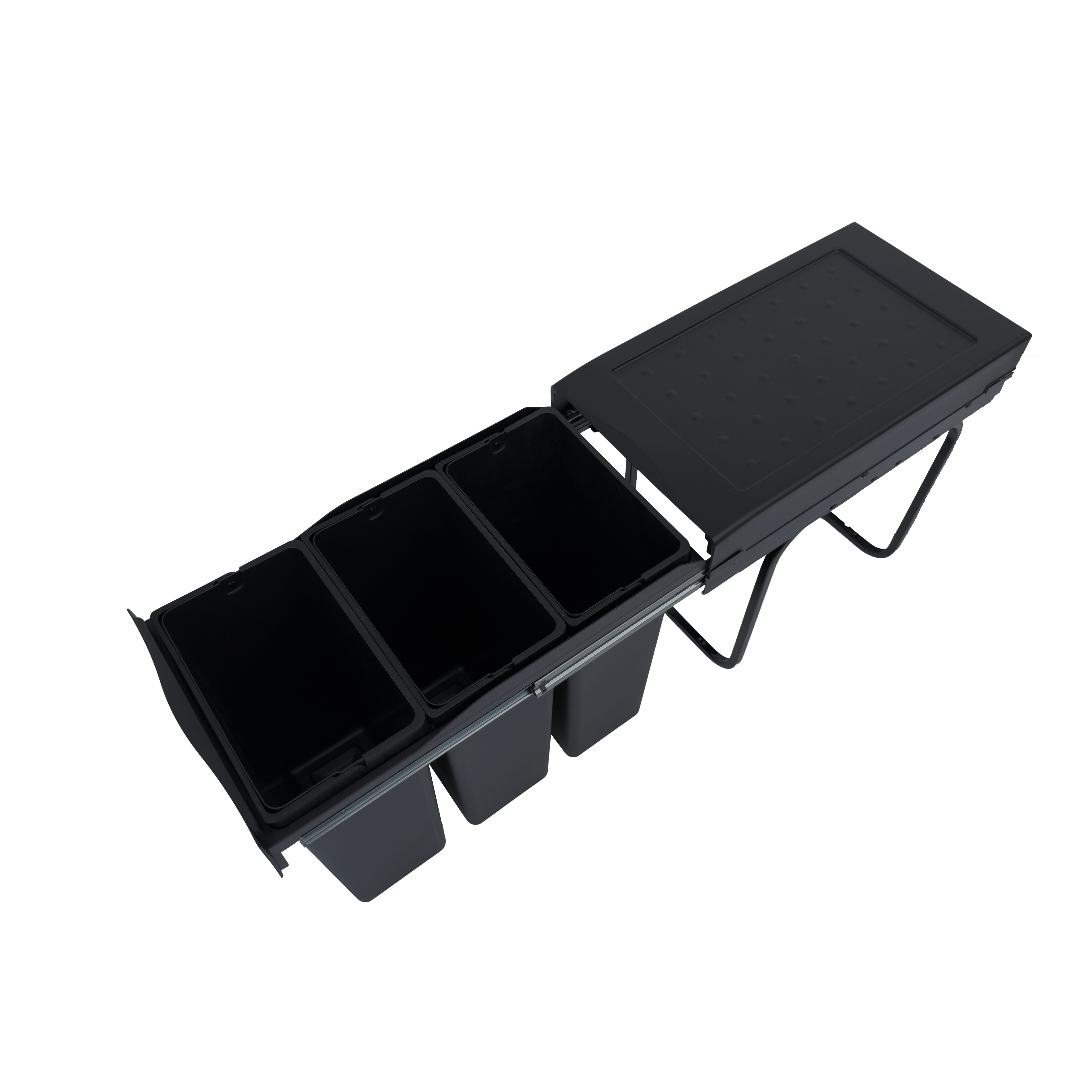 Copenhagen 3-30, sort • Affaldssystem i stål og plast på 3 x 10 liter med fuldudtræk