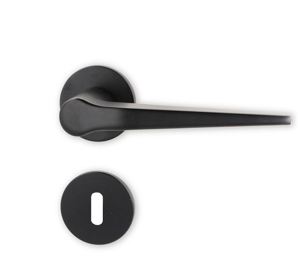 Dørhåndtag Funk i mat sort inkl. roset og nøgleskilt