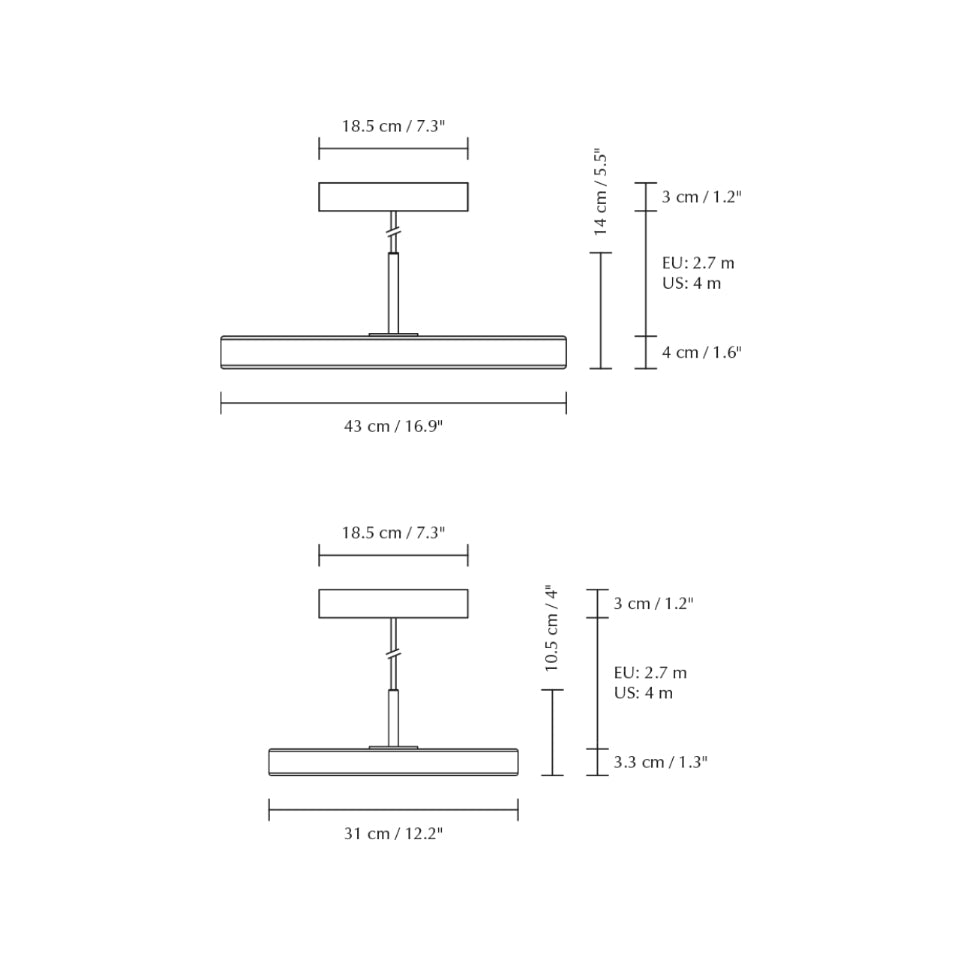 Asteria pendel, lysegrå (mist) og stål • UMAGE