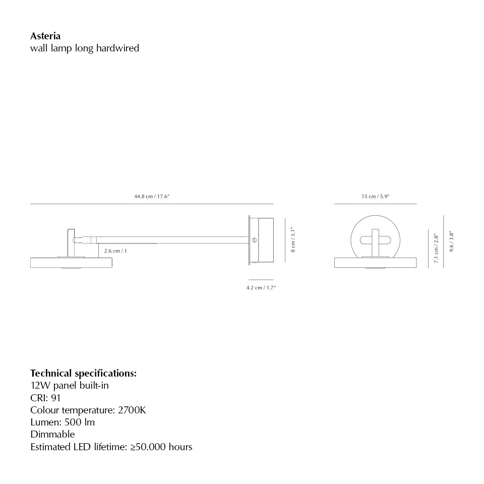 Asteria Wall væglampe (med hardwire add on), orange og stål • UMAGE
