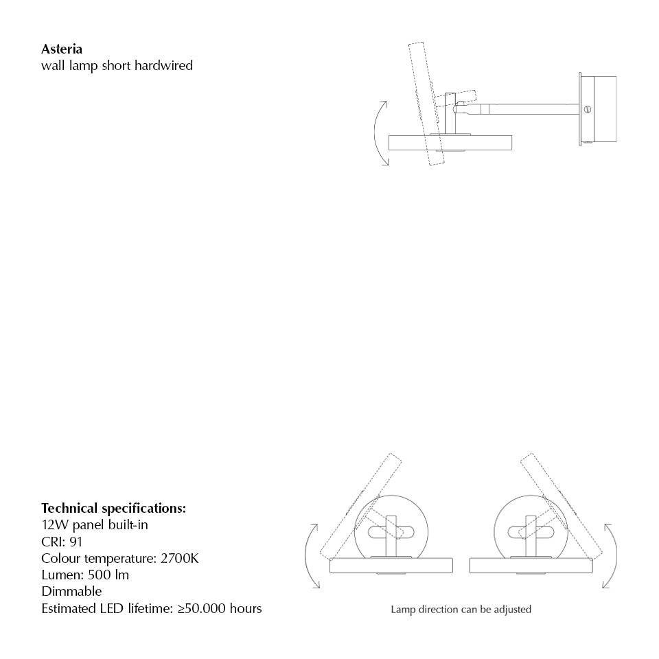Asteria Wall væglampe (med hardwire add on), hvid og stål • UMAGE