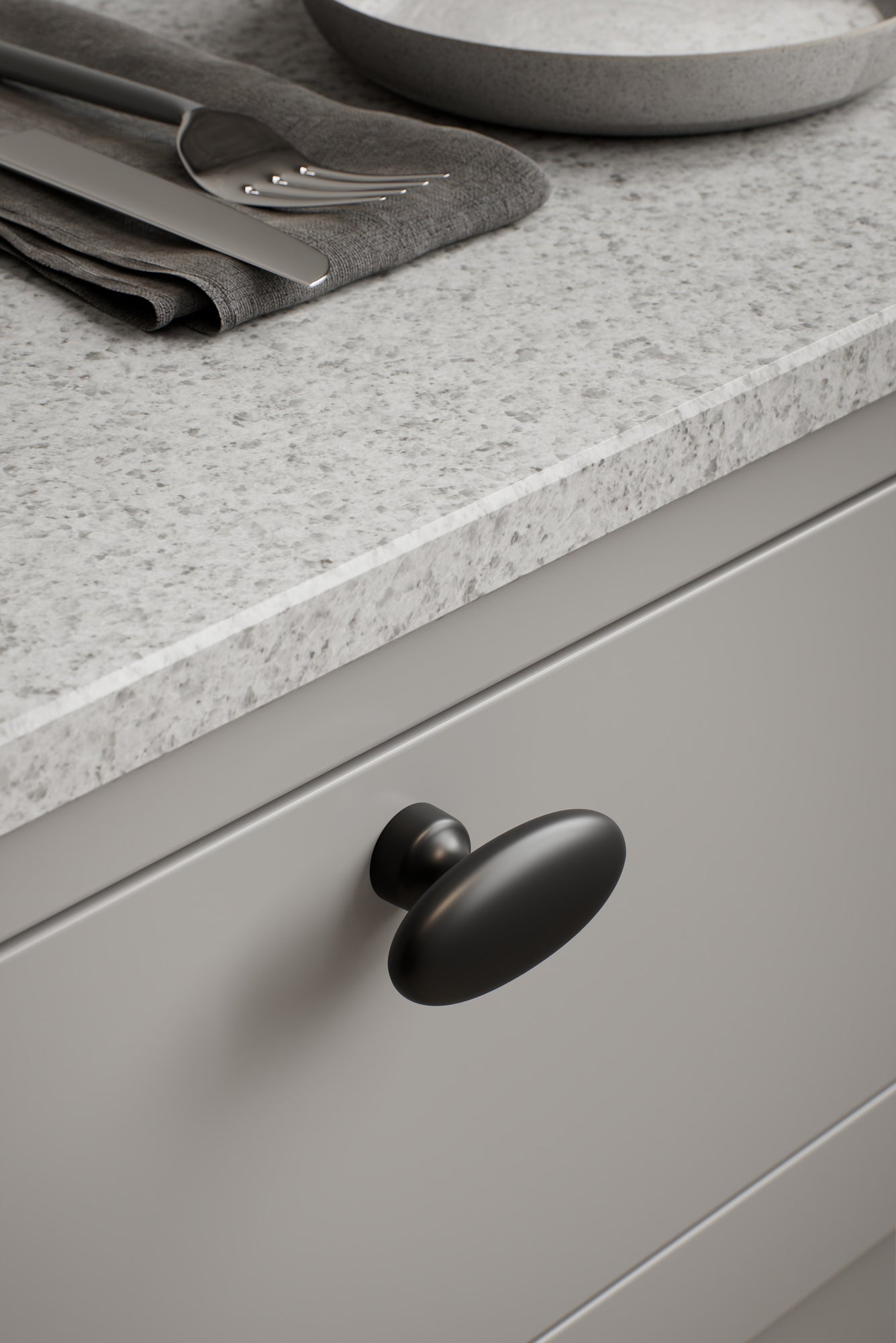 BARON T knop, mat sort • Furnipart