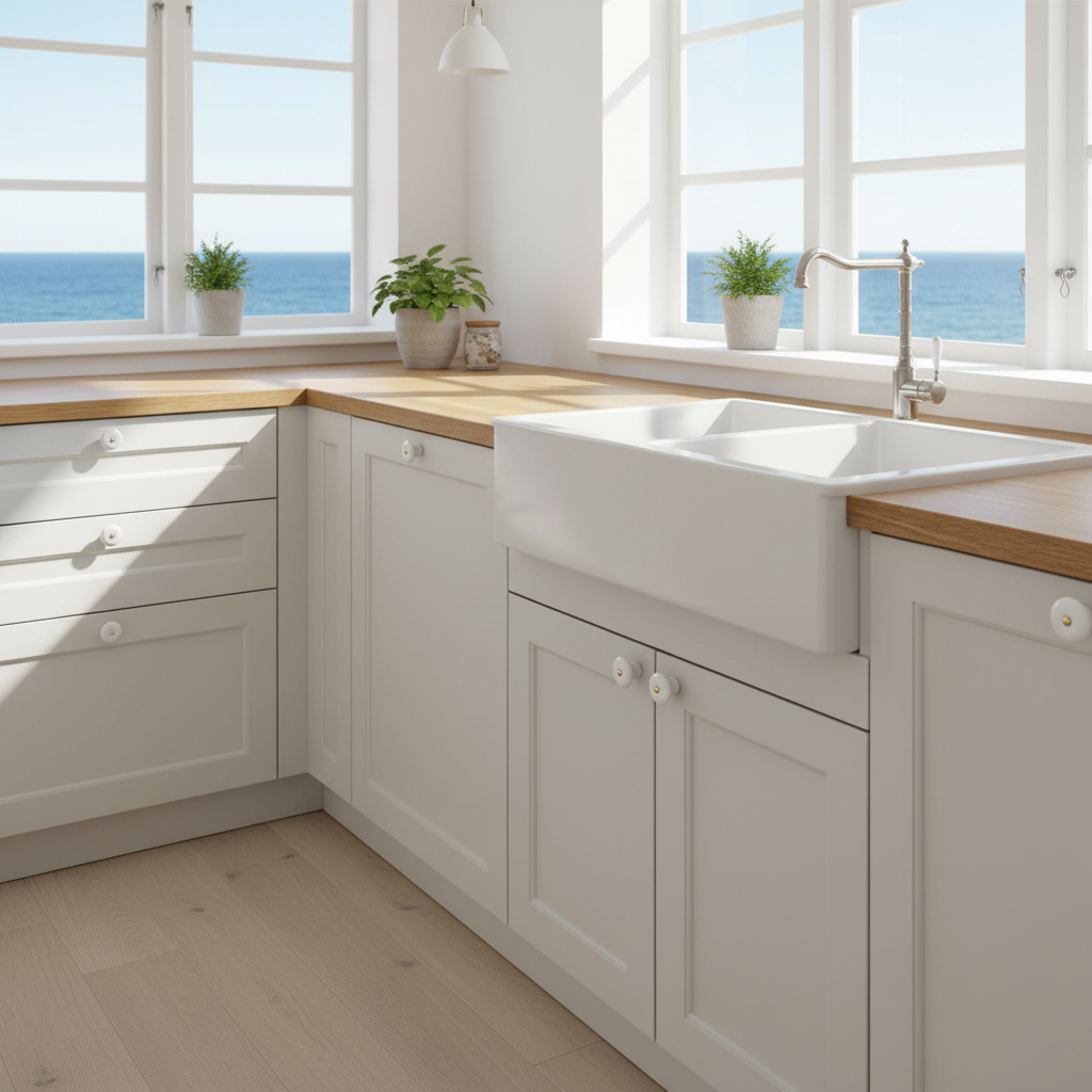 Lyngby porcelænsknop, 25 mm, hvid med messingskrue • Chr. Jørgensen