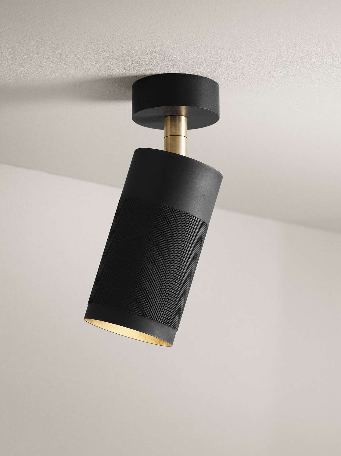 Patrone loftspot med roset, sortbruneret og messing • Thorup Copenhagen - Copenhagenhomedesign