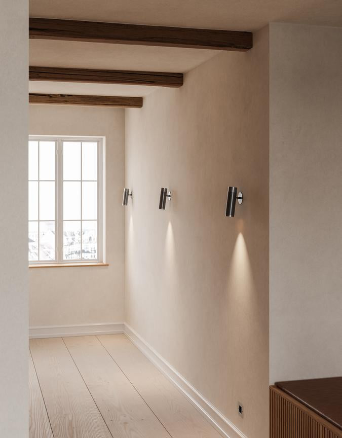 Patrone Recessed væglampe med dækplade, rustfrit stål look • Thorup Copenhagen