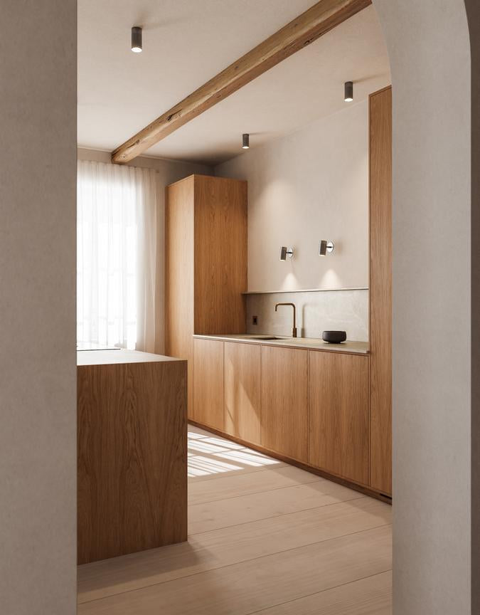 Patrone Recessed Small væglampe med dækplade, rustfrit stål look • Thorup Copenhagen