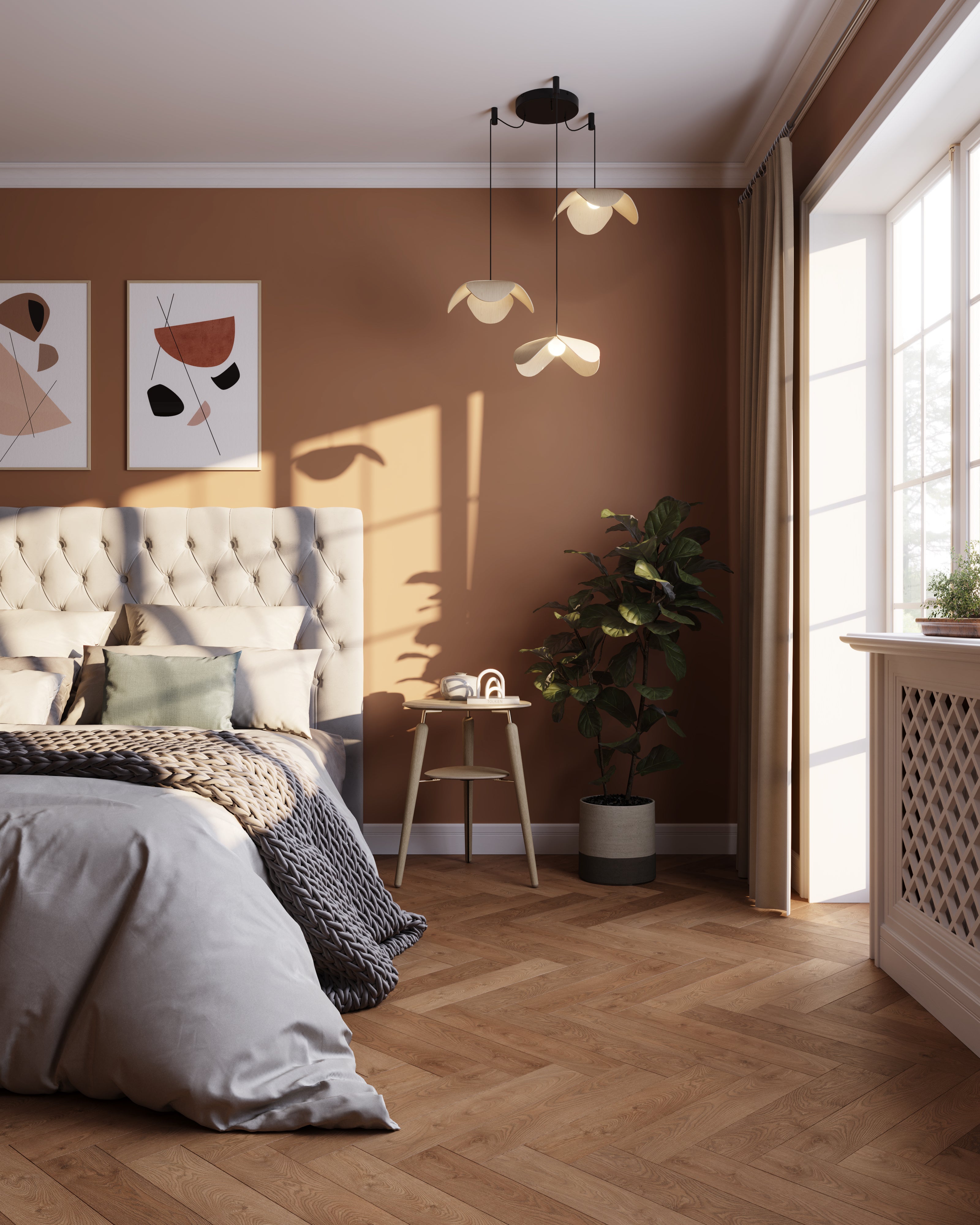 Forget Me Not Cluster 3 pendel med roset, egetræ • UMAGE