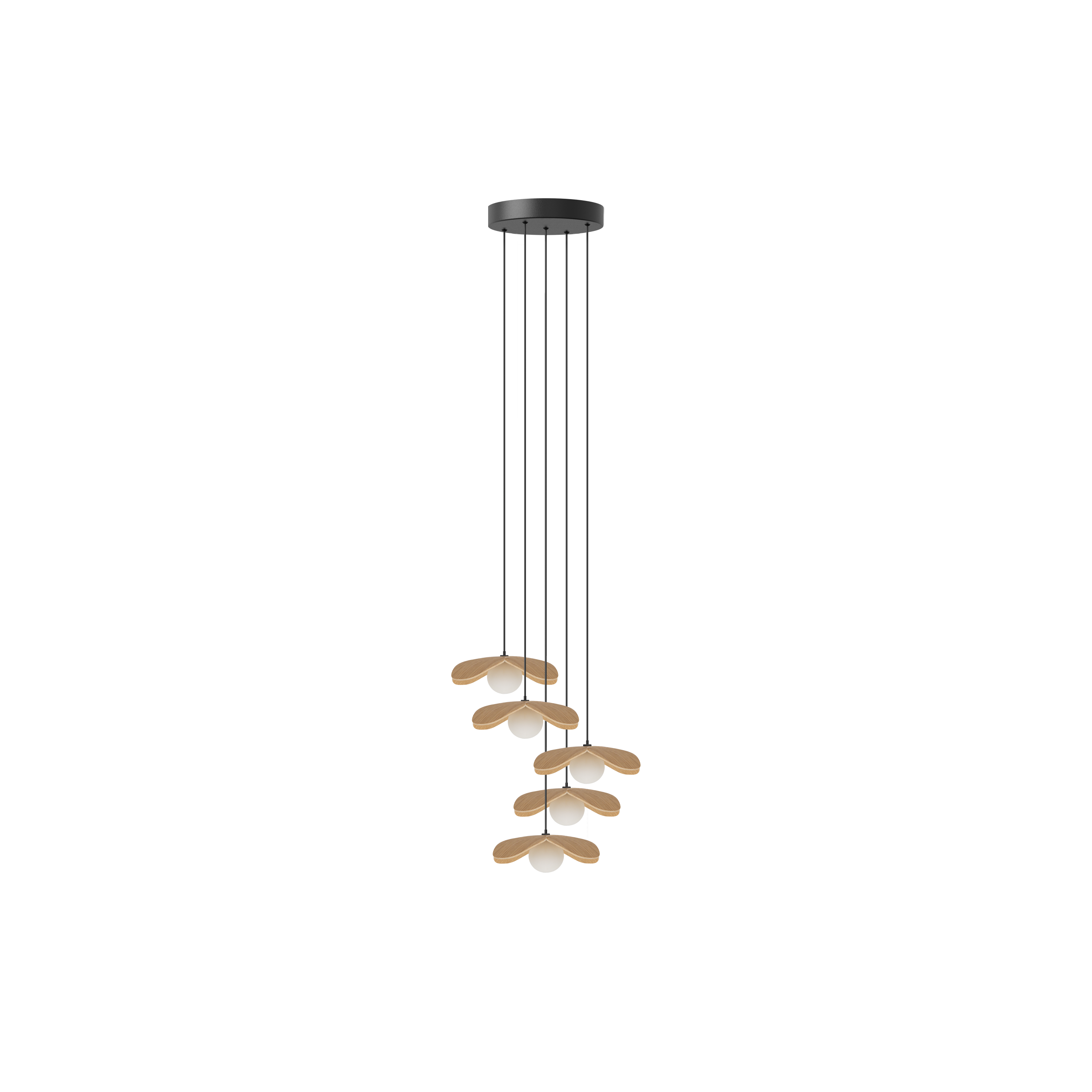 Forget Me Not Cluster 5 pendel med roset, egetræ • UMAGE