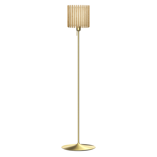 Komorebi Square gulvlampe, egetræ og børstet messing look • UMAGE