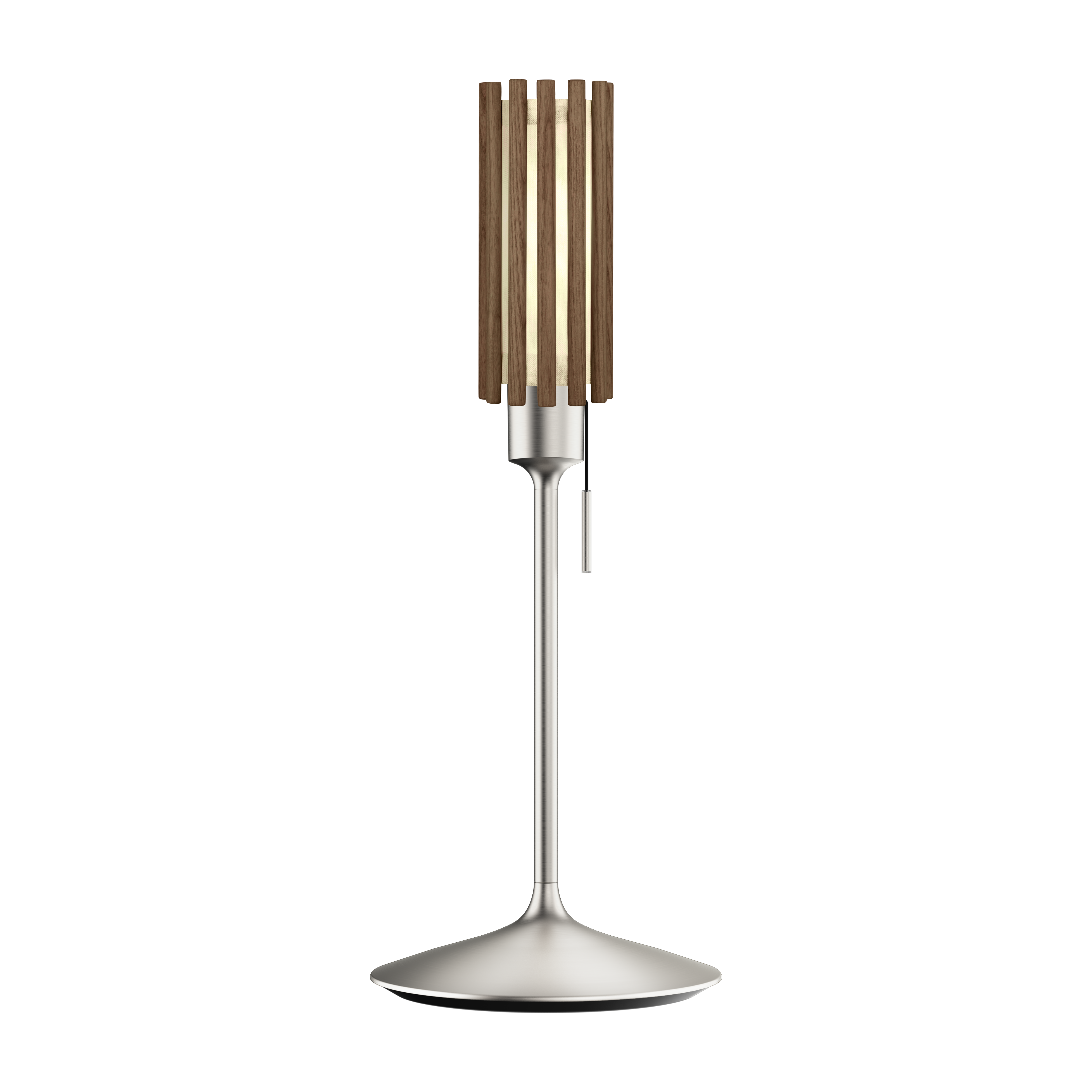 Komorebi Circle bordlampe, mørk egetræ og børstet stål look • UMAGE