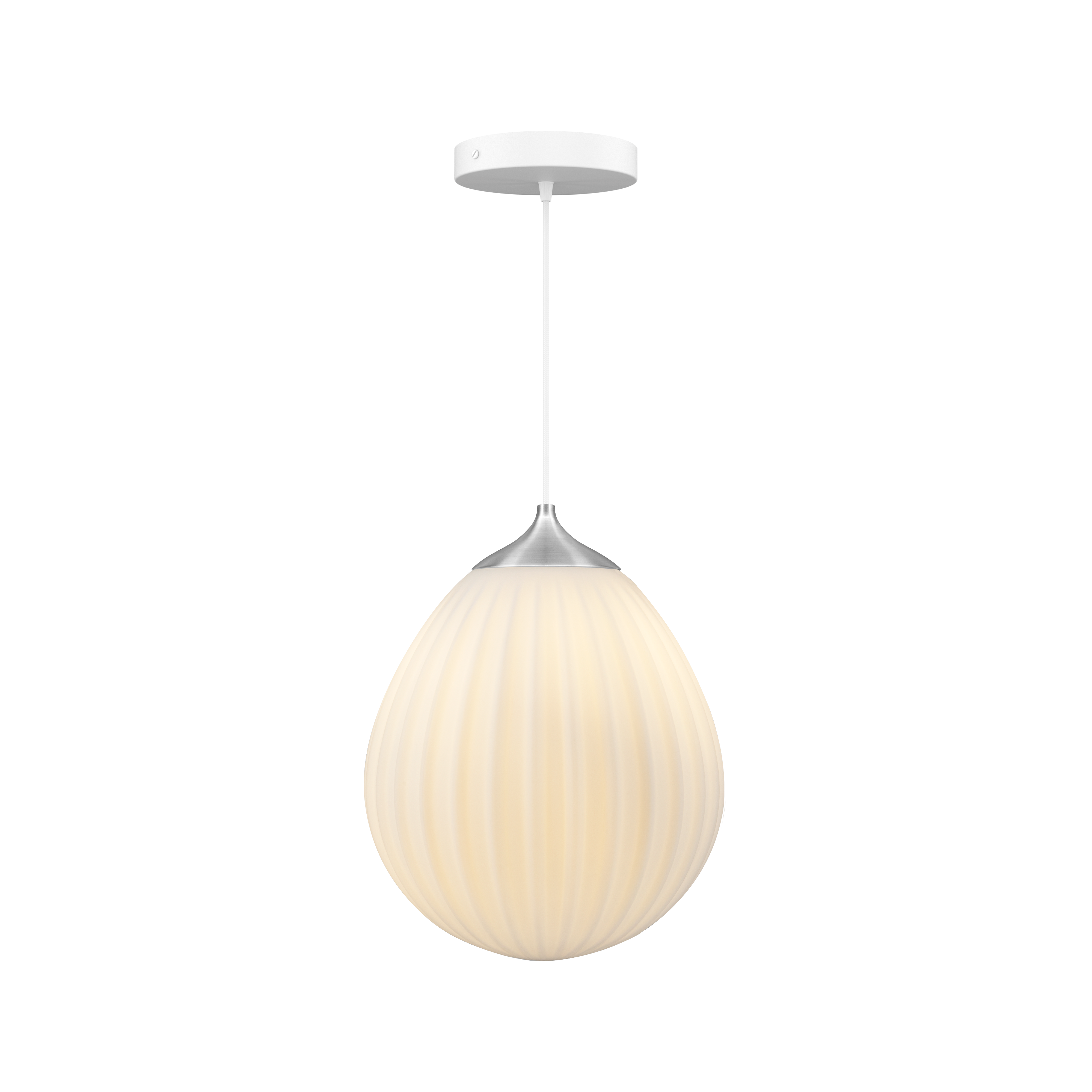 Around the World pendel med roset, hvid og børstet stål look • UMAGE