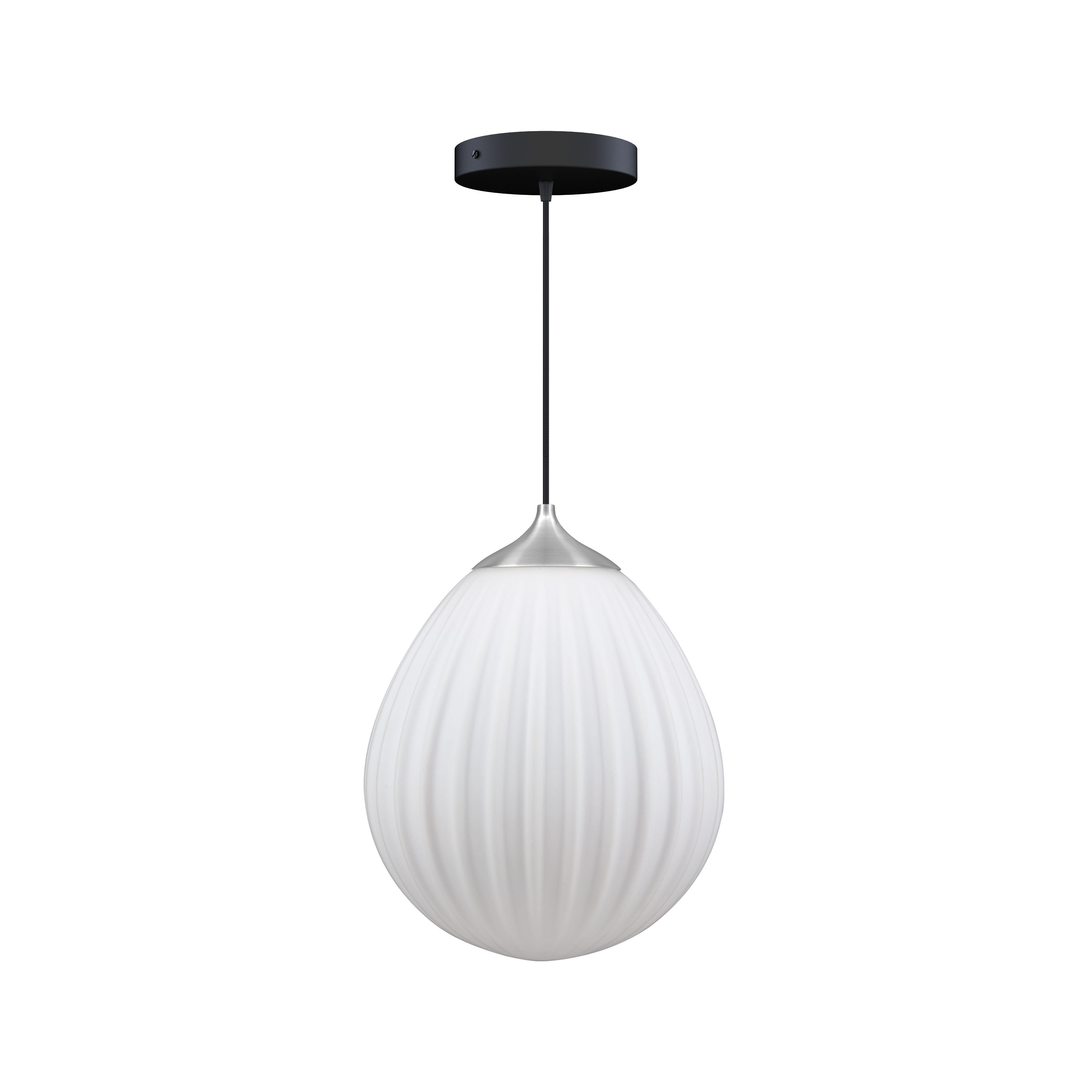 Around the World pendel med roset, hvid, børstet stål look og sort • UMAGE