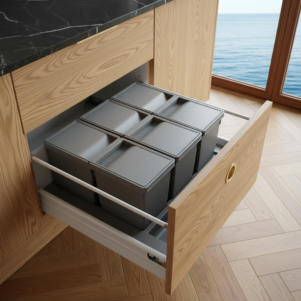 Bornholm 3-27 • Affaldssystem til skuffe i mørkegrå plast på 3 x 9 liter