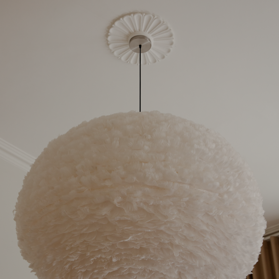 Rosette loftroset med ledning og fatning E27, børstet stål look • UMAGE