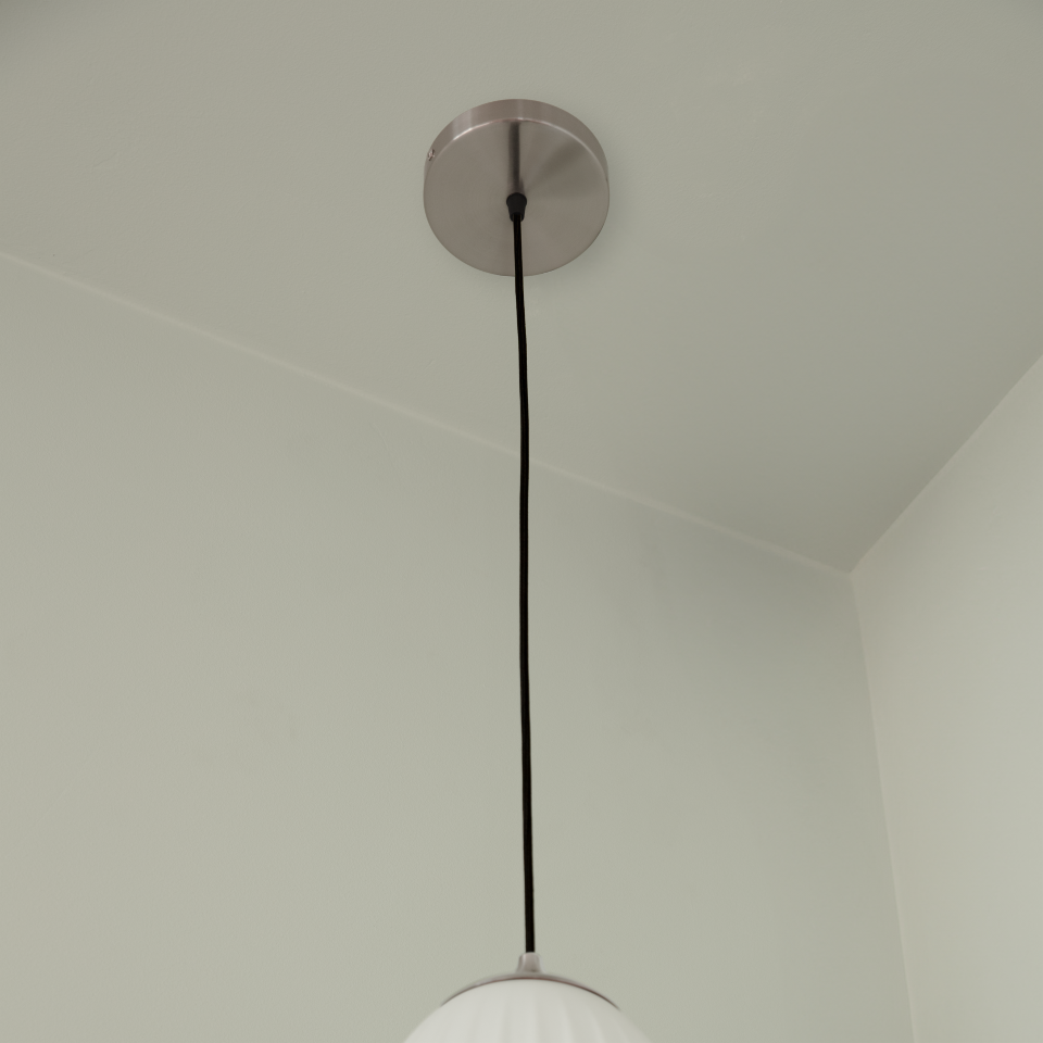 Rosette loftroset med ledning og fatning E27, børstet stål look • UMAGE