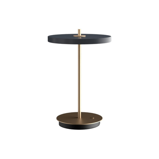 Asteria Move portable bordlampe, grå og messing • UMAGE