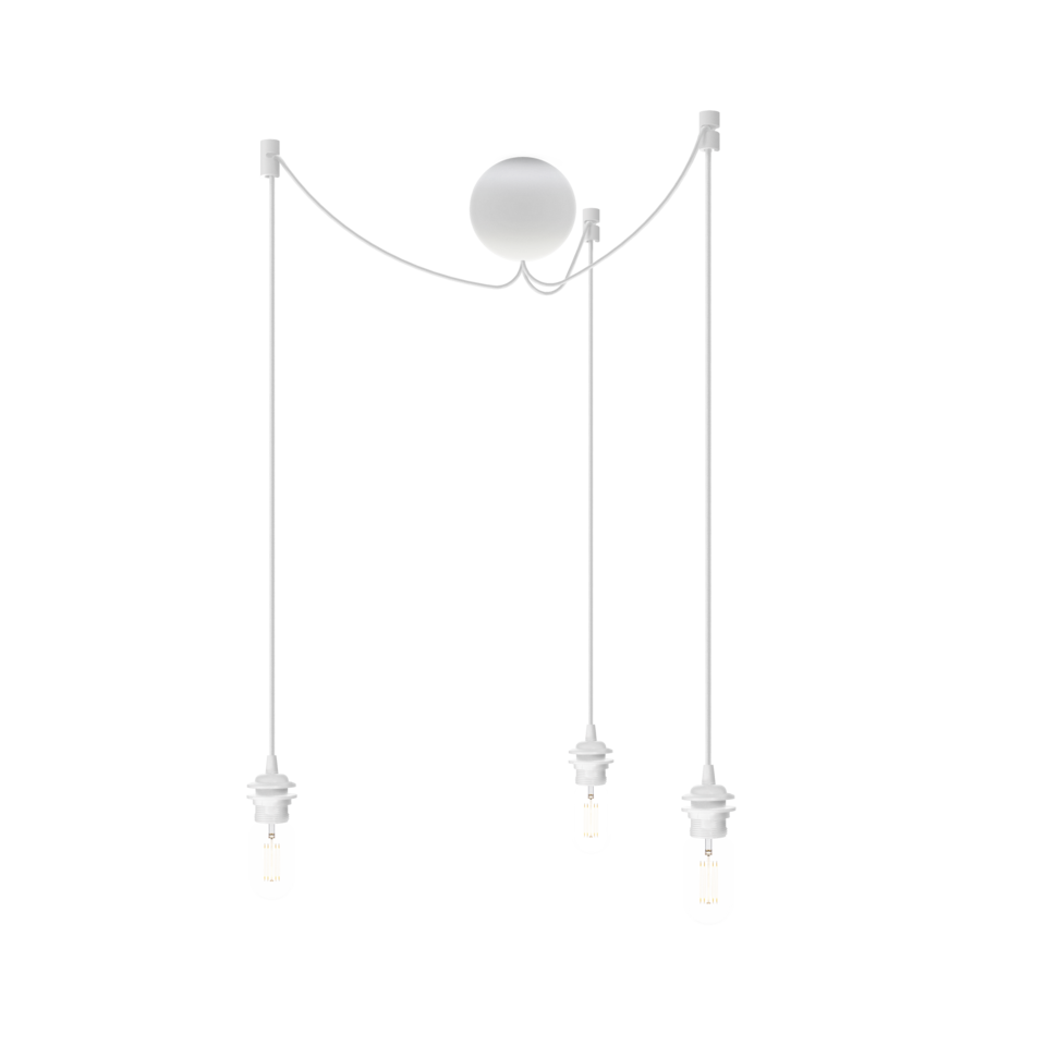 Canonball Cluster 3, baldakin med 3 x ledning og fatning E27, hvid • UMAGE