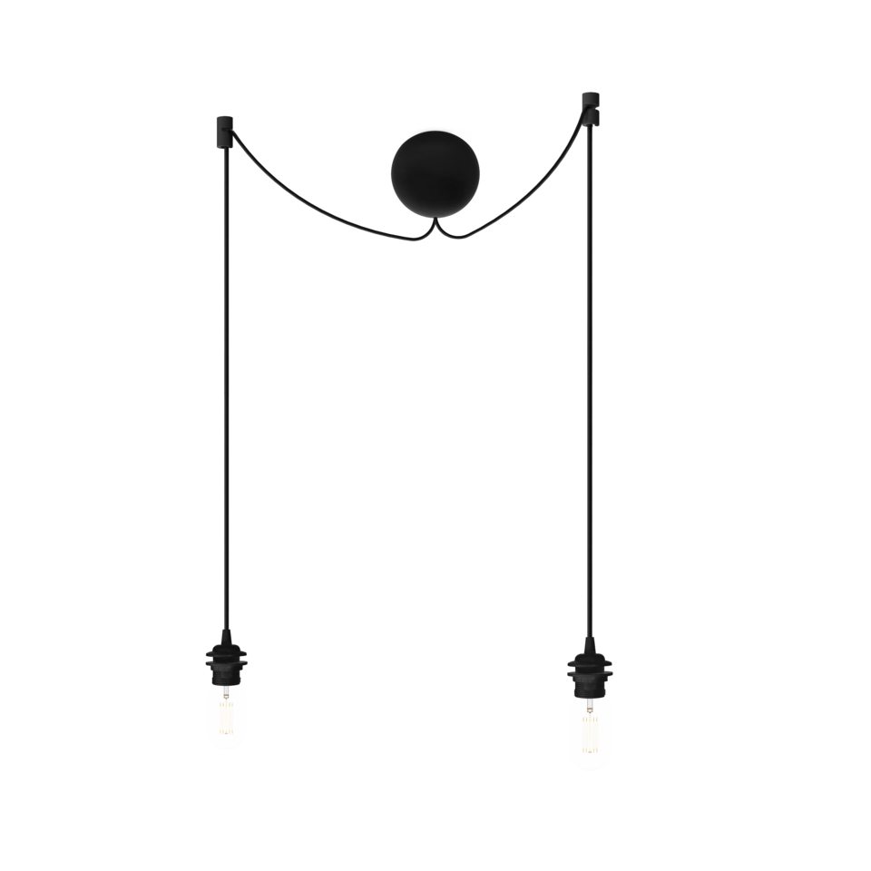 Canonball Cluster 2, baldakin med 2 x ledning og fatning E27, sort • UMAGE