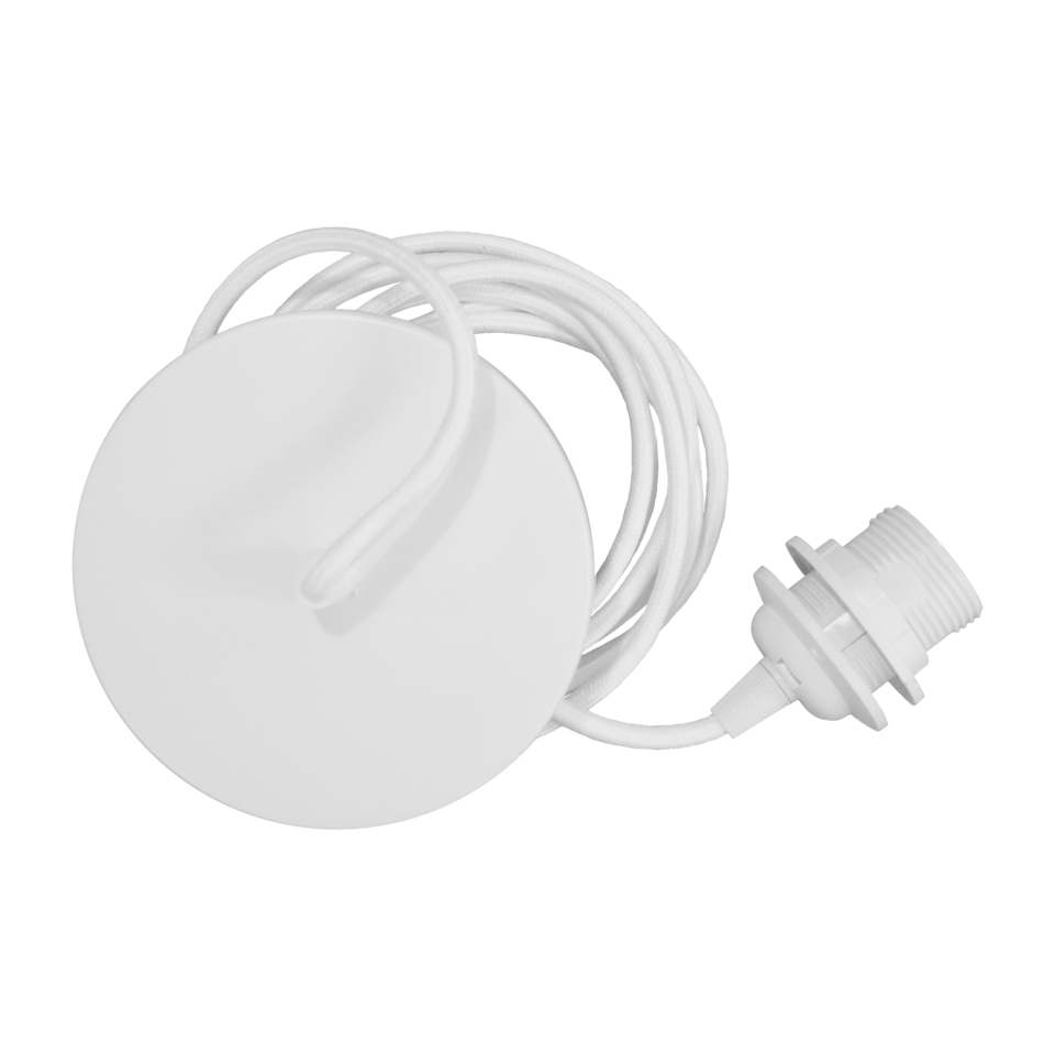 Rosette loftroset med ledning og fatning E27, hvid • UMAGE