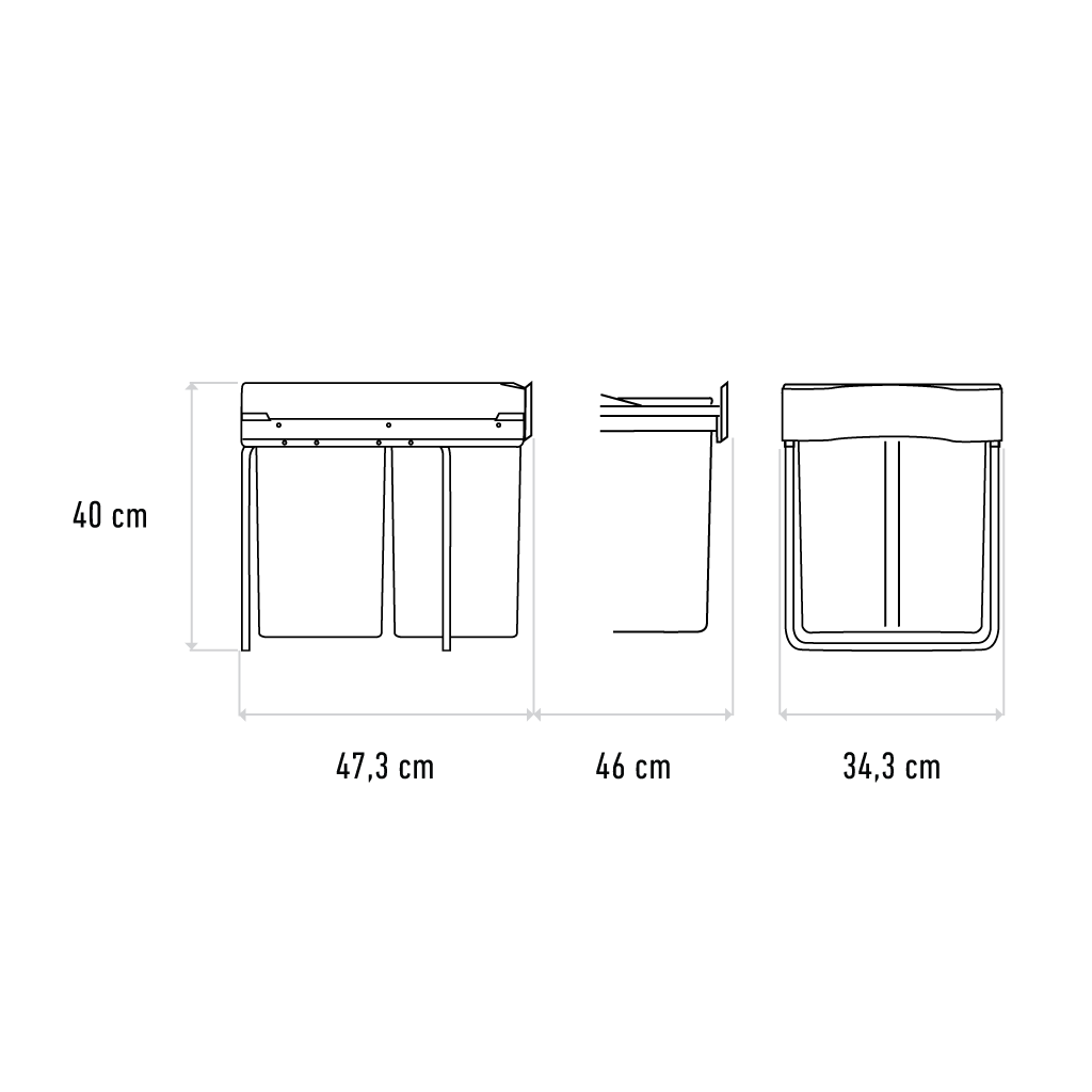Affaldssystem: Copenhagen 2-42 • Affaldssystem i stål og plast på 2 x 21 liter med fuldudtræk
