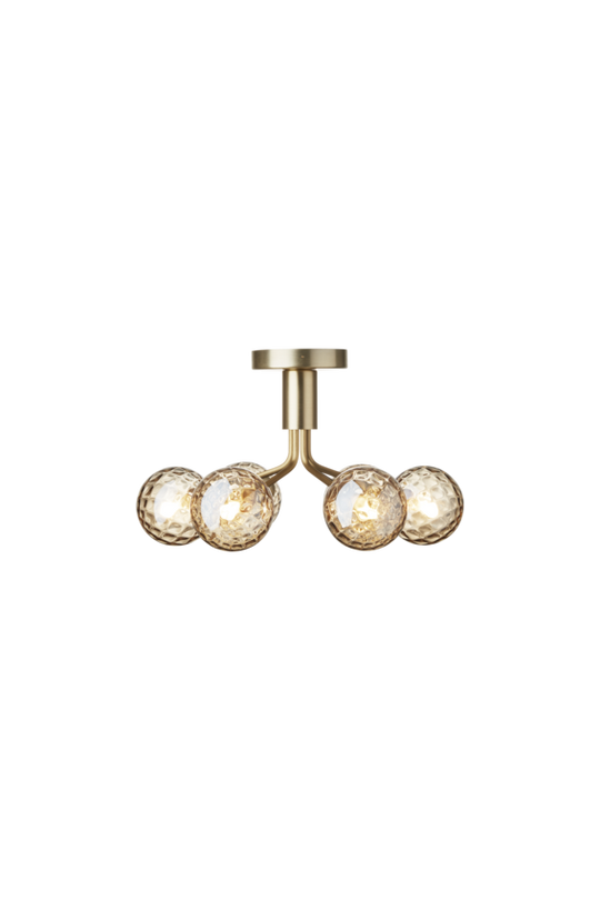 Apiales 6 Ceiling lysekrone, brushed brass / optic gold • NUURA