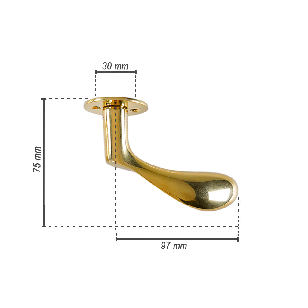 Arne Jacobsen dørgreb i blankpoleret messing lille model inkl. mål