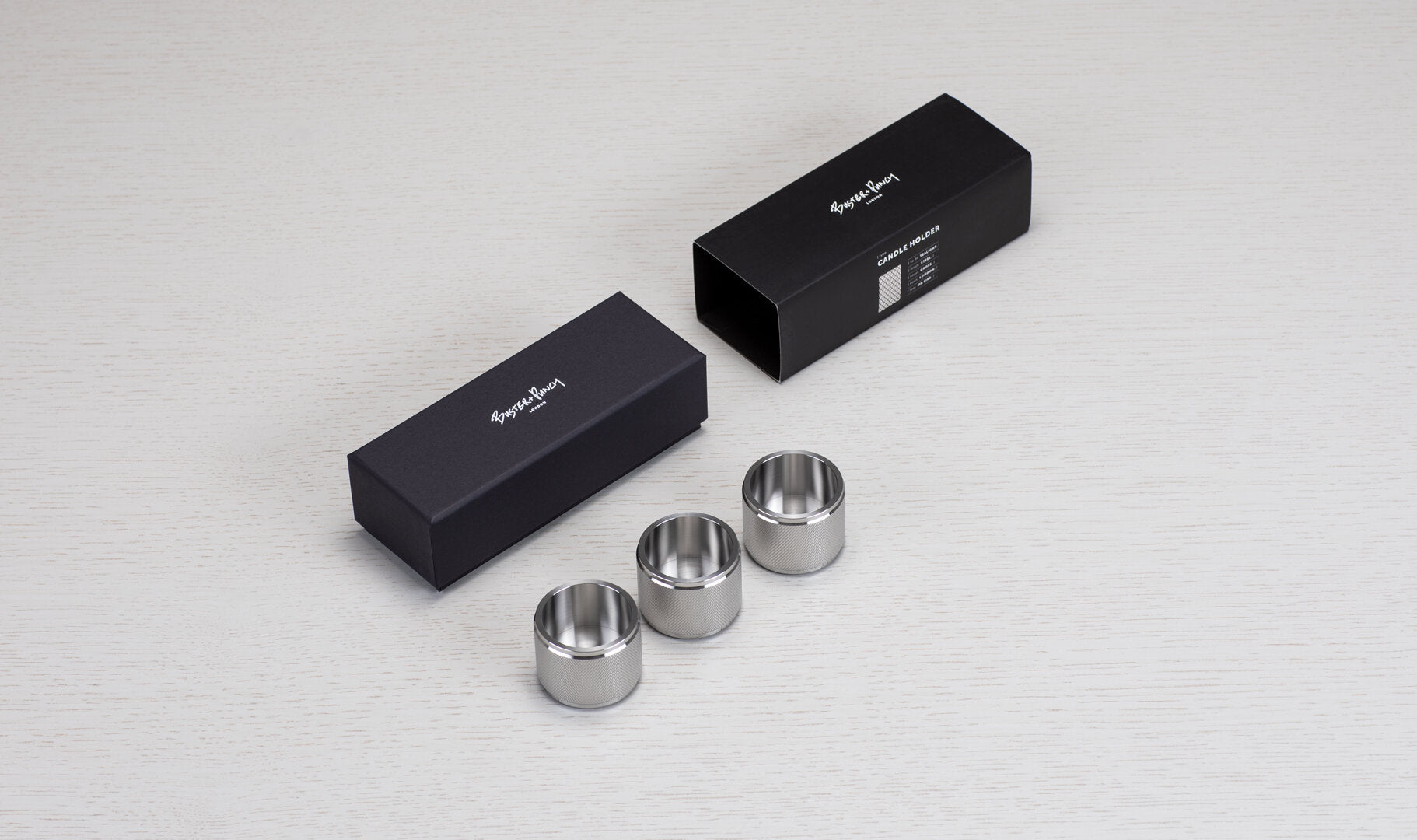 Tealight fyrfadslysestage i rustfrit stål med diamond cut mønster - 3 stk. • Buster + Punch