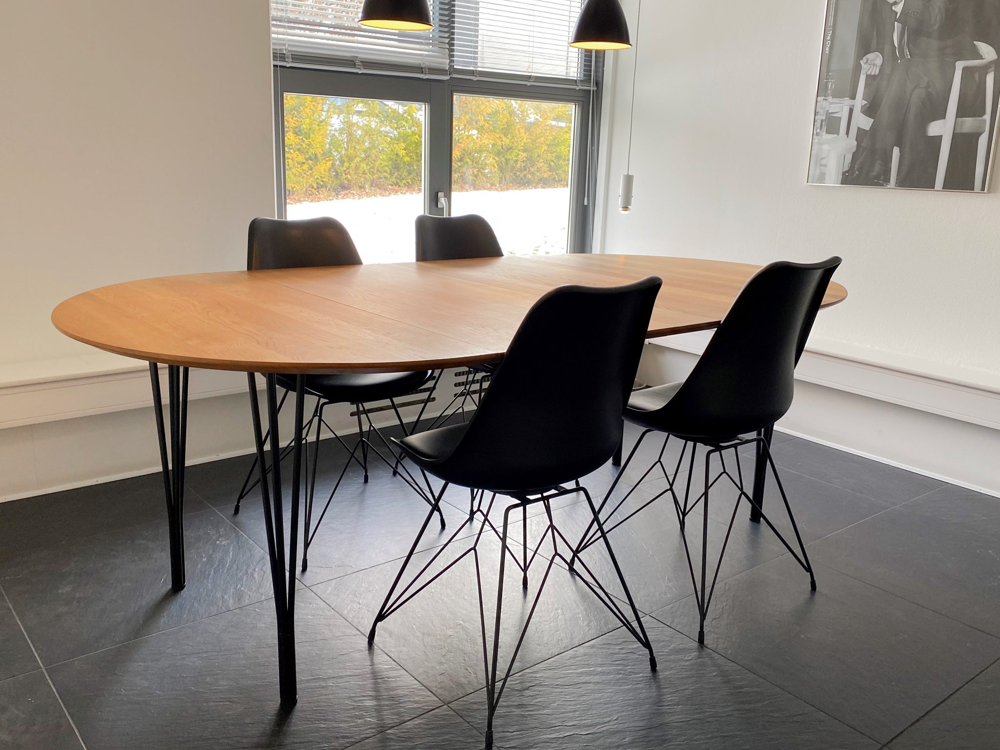 Bordben 5-trådben i mat sort, justerbart, højde 71 cm (4 stk.)