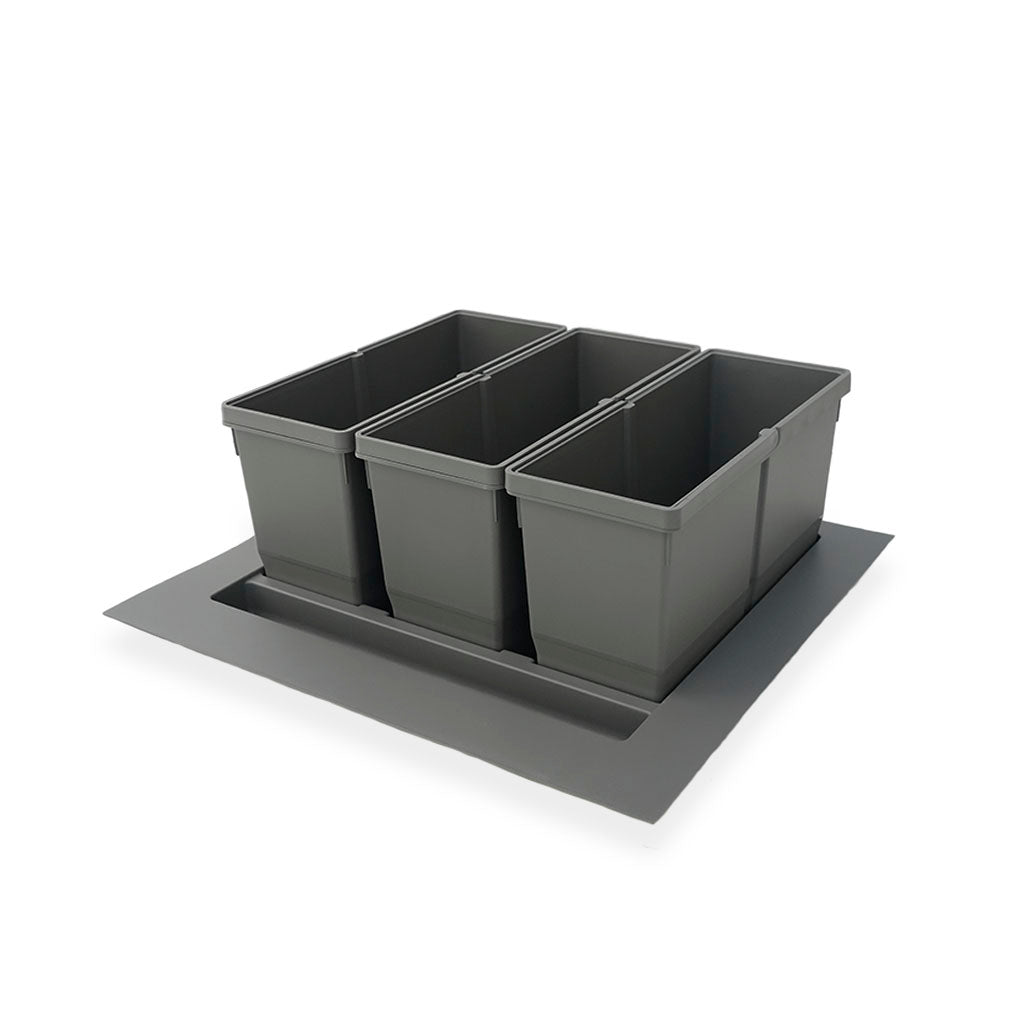 Bornholm 3-27 • Affaldssystem til skuffe i mørkegrå plast på 3 x 9 liter