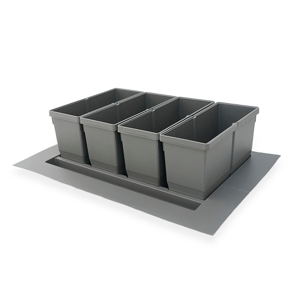 Bornholm 4-36 • Affaldssystem til skuffe i mørkegrå plast på 4 x 9 liter