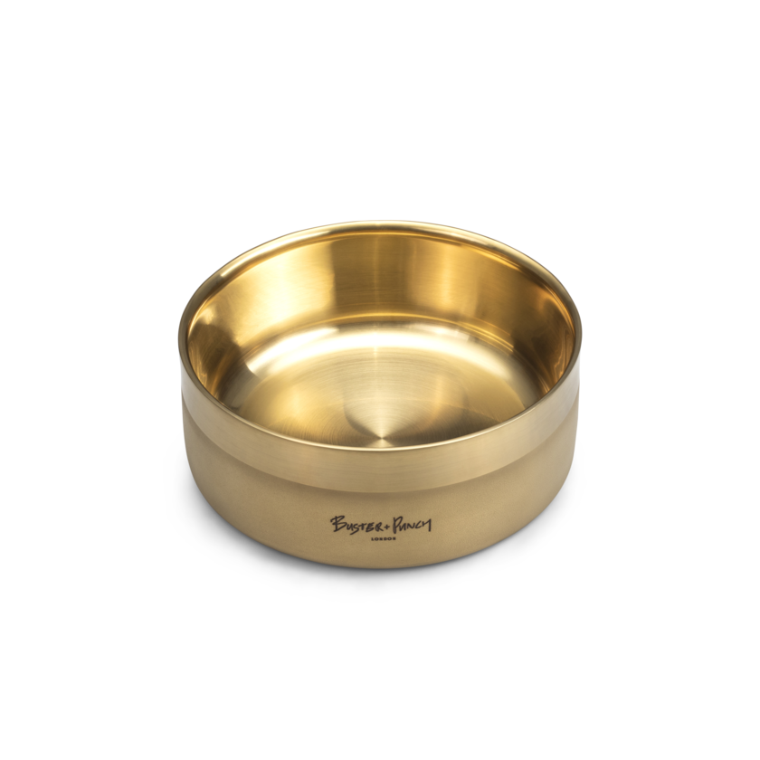 Hundeskål i messinglook.