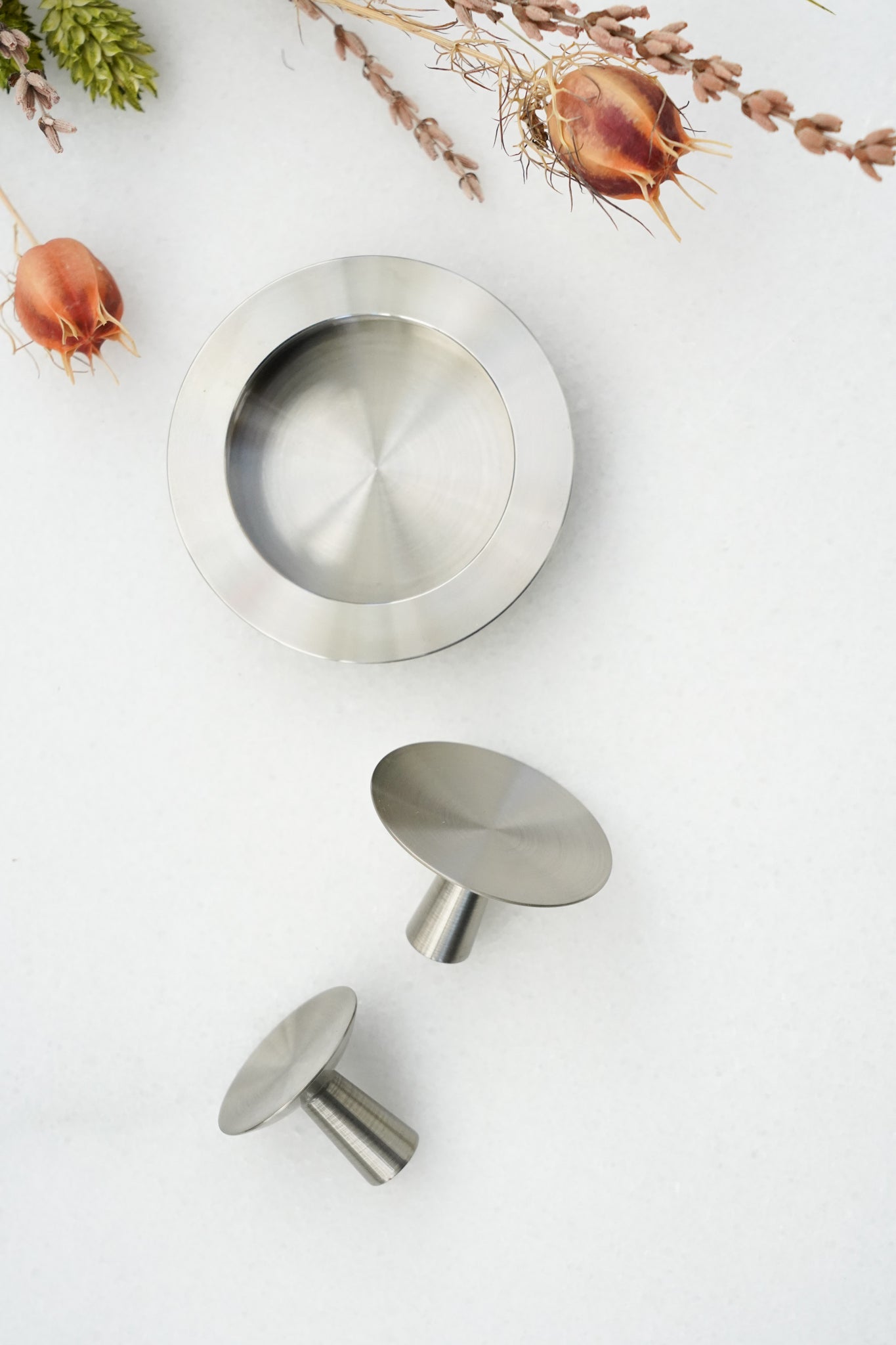 København møbelknop, Ø 55 mm, rustfrit stål look • Chr. Jørgensen