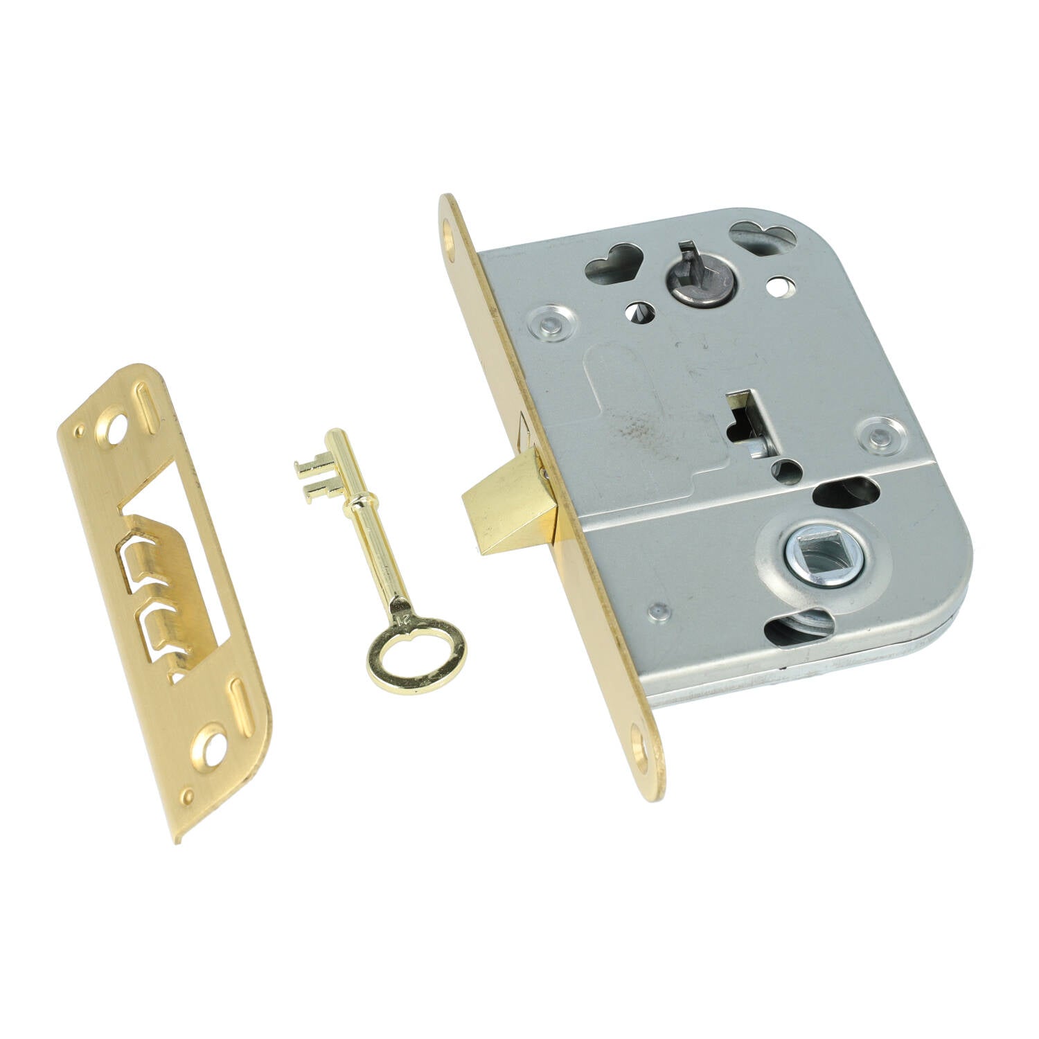Mellemdørlås model 2014 i blank messing uden lak