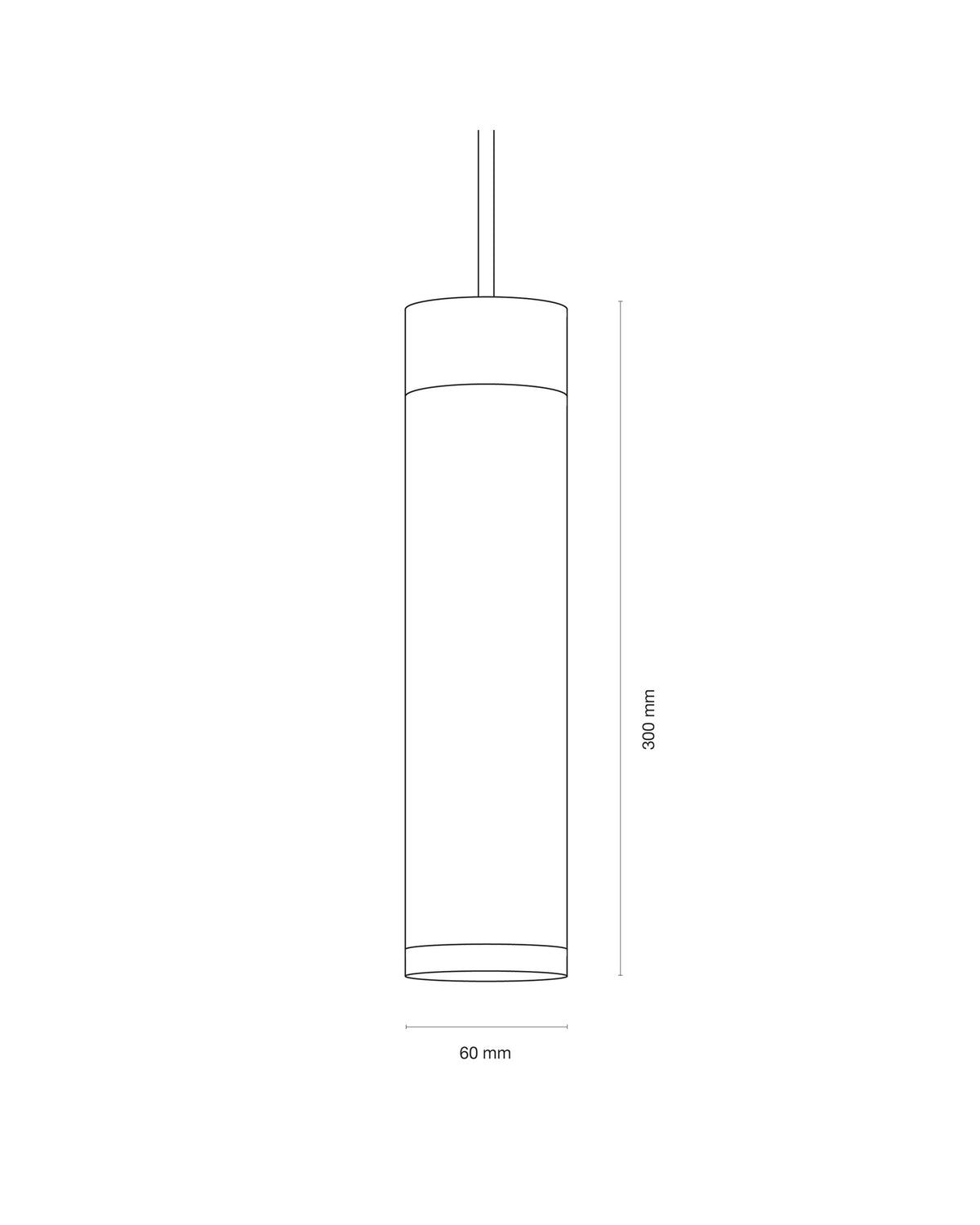 Pendant Long lampe designet af Kasper Thorup (Thorup Copenhagen). Lampen er fremstillet i messing med en bruneret overflade. Sort stofledning medfølger. - Produkttegning