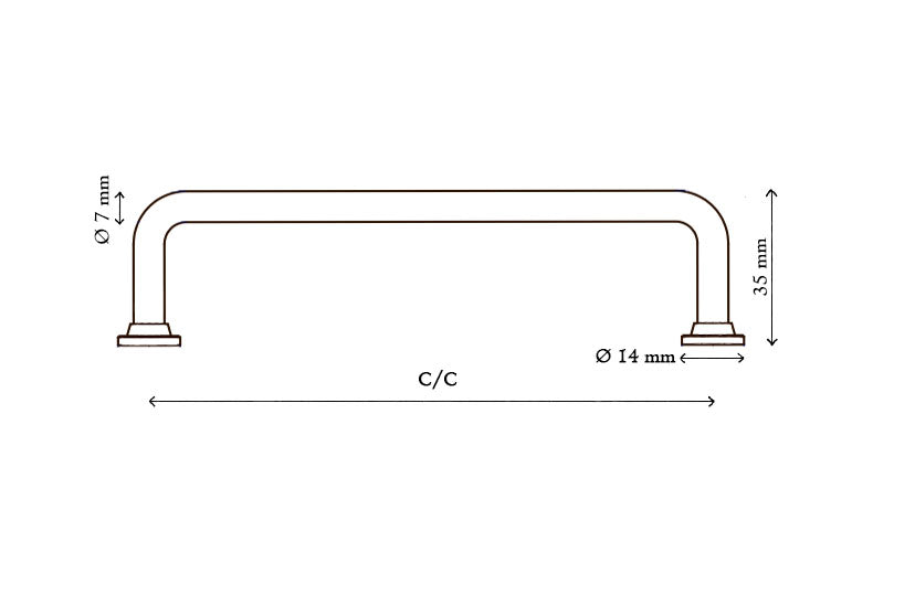 Greb: Frederiksberg • Bøjlegreb i messing i rustfri stål look med lak