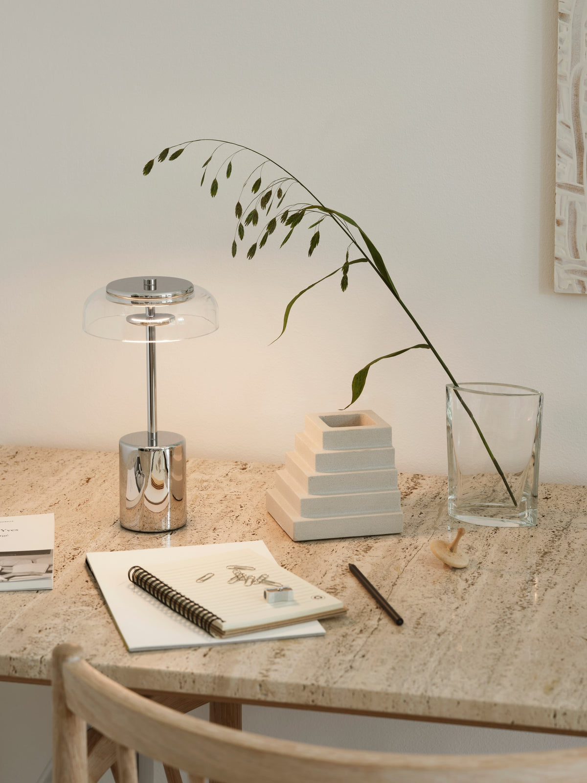 Blossi Table Mini, portable bordlampe, chrome • NUURA - Copenhagenhomedesign