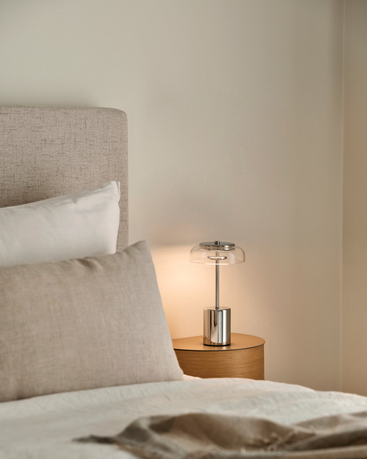 Blossi Table Mini, portable bordlampe, chrome • NUURA - Copenhagenhomedesign