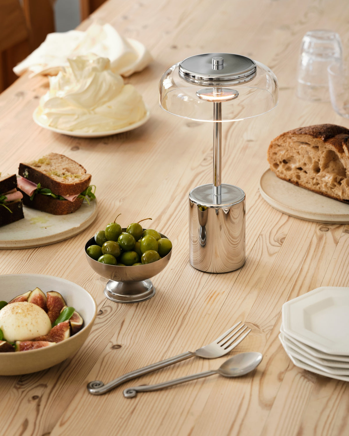 Blossi Table Mini, portable bordlampe, chrome • NUURA - Copenhagenhomedesign