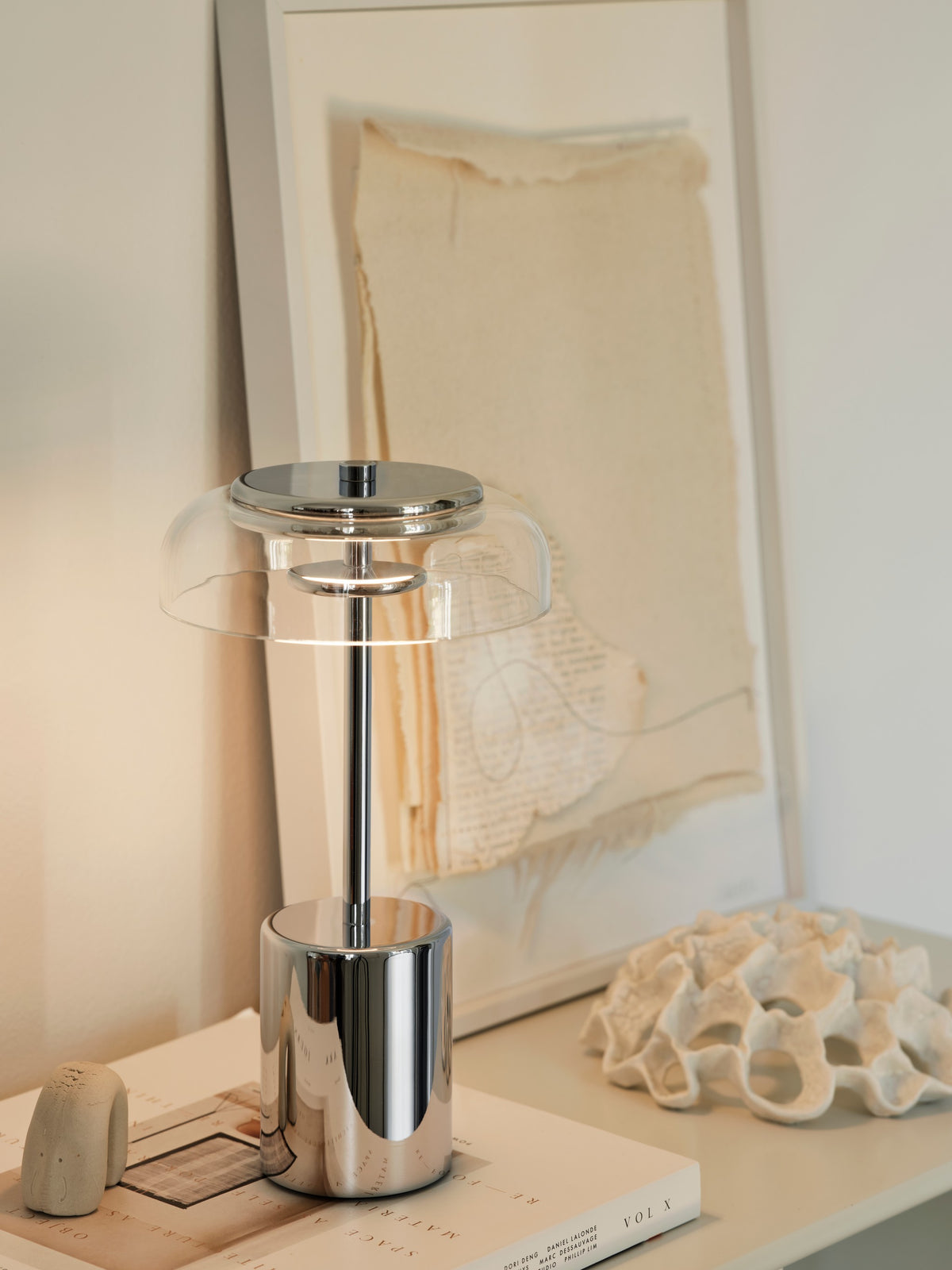 Blossi Table Mini, portable bordlampe, chrome • NUURA - Copenhagenhomedesign