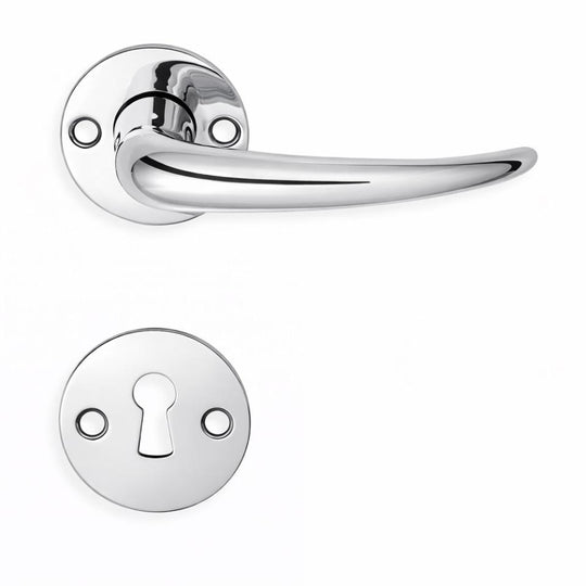 Coupé dørhåndtag i krom inkl. roset og nøgleskilt c/c 30 mm