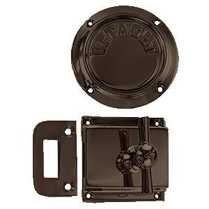 Toiletlås DSB m/markering til udadgående døre, bruneret messing • KYNER & Co