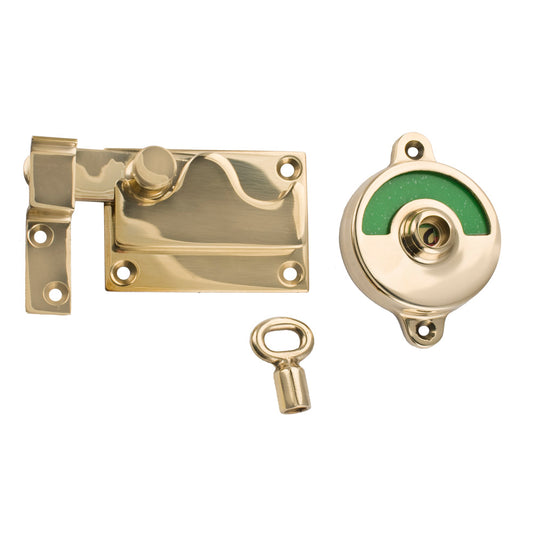 Toiletlås 1018 m/markering til indadgående døre, poleret blank messing uden lak  • KYNER & Co