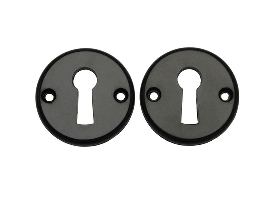 Nøgleskilte til Torpedo dørhåndtag i sort bakelit, til ældre døre (2 stk.)