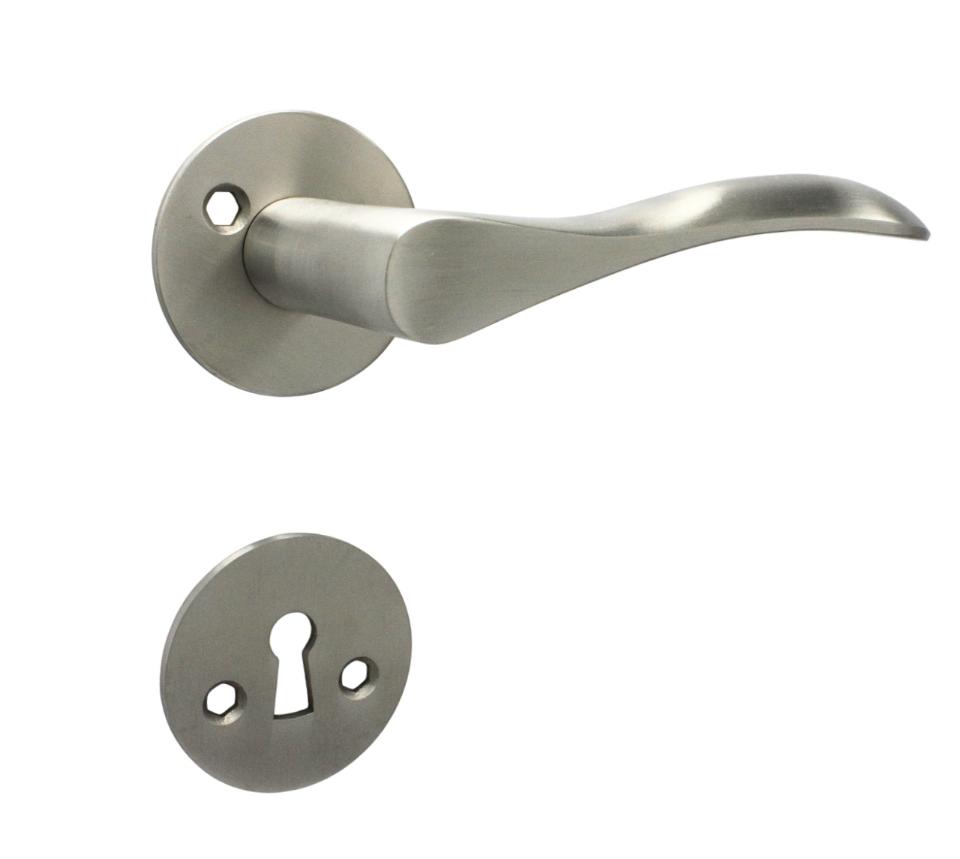 Bellevue dørhåndtag i rustfrit stål inkl. roset og nøgleskilt c/c 30 mm - Copenhagenhomedesign