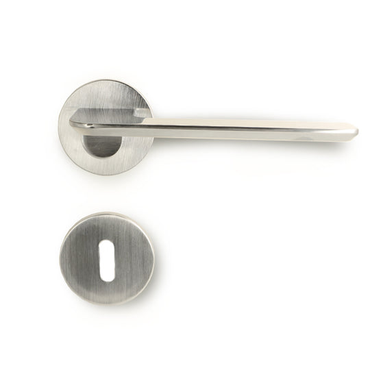 Dørhåndtag Disco i rustfrit stål look inkl. roset og nøgleskilt
